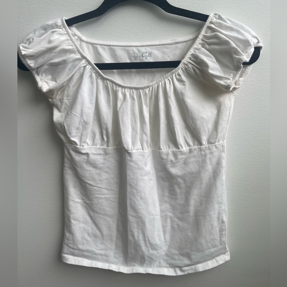 John Galt White Puff Sleeve Top